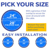 Winter Round Pool Cover 15ft for Above Ground Pools,200GSM thickend and Tear-resistand,Triple Windproof Design, Thermal Insulation, UV Protection