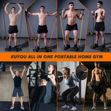 KUYOU Portable Home Gym Workout Equipment, Push Up Board, Pilates Bar & Fitness Accessories with Resistance Bands for Upper Body Strength Training Full Body Workout at Home KUYOU
