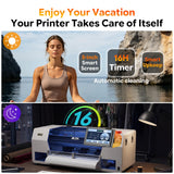MZK 14'' A3+ F1080 DTF Printer&Shaker,24/7 Auto-Cleaning Mode+White Circulation+Ink Anti-Clog Filter,5'' Multi-Function Touch Screen,2X Printing Speed vs L1800,Dual Ink Level Alert,Gift Ink 2 Years