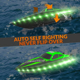 VOLANTEXRC RC Boat 20MPH Fast Remote Control Boat for Adults 2.4Ghz Toy Boats for Pools and Lake with 2 Rechargeable Batteries Toys Gifts for Adults with Light, Green