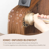 AIMIKE Hair Brush Set, Nano Thermal Ceramic & Ionic Tech Round Barrel Brush with Boar Bristles for Blow Drying, Enhance Texture for Styling, Curling and Shine, Includes 1 Tail Comb + 4 Hair Clips