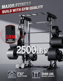 MAJOR FITNESS Drone3 Smith Machine, 2500lbs All-in-One Home Gym Power Rack with Dual Pulley System for Cable Crossover, Pull-Up Bars (D3SMS-BK (with Bench Elite BLK & 230LB BLK BP & Bar))