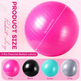 Leyndo 4 Pcs 26 Inch Yoga Exercise Ball Pilates Pregnancy Birthing Fitness Ball with Quick Pump Anti Burst for Improved Posture, Balance, Yoga, Pilates, Training(Black Green Pink Gray)