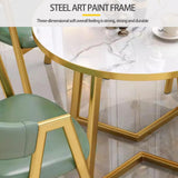 Mid-Century Modern 4-Person Round Faux Marble Dining Table Set with 4 Chairs for Kitchen Dining Room, Breakfast Nook, Office Breakroom Gray