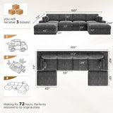 ReeQuo 150" Oversized Boneless Cloud Couch Sectional Sofa for Living Room