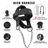 WKWE Neck Harness for Increases Neck Core Strength - Neck Exerciser with 30" Heavy Duty Steel Chain for Safely Lifting Weights Up to 280 lbs, Adjustable Head with Nylon Tether and 2 Carabiners WKWE