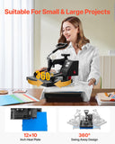 Heat Press, 12x10in Heat Press Machine, Clamshell Sublimation Transfer Printer Fast Heat-up