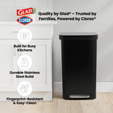 Series 2 with Clorox Protection - Large Black Kitchen Garbage Bin with Soft Close Lid