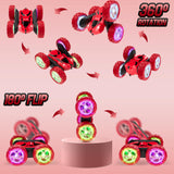 Hamdol Remote Control Car for Kids Ages 6-12, 4WD RC Stunt Car with LED Lights & 360° Flips, 2.4GHz Fast Electric Toy Vehicle, Upgraded Battery, Birthday for Boys Ages 8-10