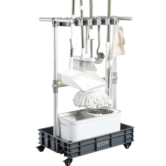 mop holder cleaning supplies organizer janitorial carts on wheels housekeeping station storage tool QTJH