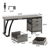 Tribesigns Computer Desk with 3 Drawers, 59-Inch PC Desk with Reversible Drawers, Industrial Study Writing Table Workstation with File Storage for Home Office (Grey)