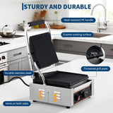 YS-811C 1800W Commercial Panini Press & Electric Grill, 9x9 Inch Sandwich Maker with 6-Temp Control, 110V Indoor Grill for Burgers, Panini, Breakfast, Silver