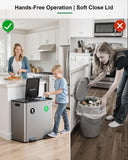 Lovewind 2×11.5 Gallon Dual Trash Can, Stainless Steel Dual Garbage and Recycling Can with Foot Pedal, 90° Stay-Open Lid