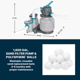 Bestway APX 365 18' x 52" Above Ground Pool, Round Metal Frame Outdoor Swimming Pool Set with Sand Filter Pump, Ladder, and Cover, Dark Marble
