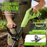Brushless Cordlees Tiller Cultivator for Gardening, 6000mAh 20v Battery Powered Electric Garden Tiller Rototiller,9" Width 7" Depth,Lightweight Small SoilTiller for Cultivating/Lawn/Garden Tool