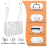 Haoyunll PVC Mesh Hanging Shower Caddy Organizer with 2pc Magnetic Hooks, Portable Adjustable Travel Bathroom Bag with Pockets for RV, Camping, Cruise, Dorm, Gym, White, 12“x5 x7（LxWxH）