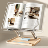 Acrylic Book Stand with Storage Base, Dual Aluminum Arm Reading Holder