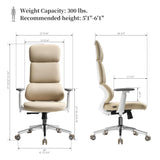 EUREKA ERGONOMIC Remi High Back Office Chair, PU Leather Office Chair with Wheels, Leather Desk Chair, Executive Office Chair Comfy for Home & Office, Off-White
