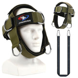Fitness Neck Head Harness Trainer, Adjustable Chin Strap and Head Harness Strength with Nylon Tether, Neoprene Neck Exerciser for Weight Lifting, Home and Gym Use, Green