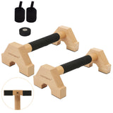 EVERYMATE Calisthenics Wood Parallettes Bars, Wood Push Up Bars Calisthenics Equipment for Home, Push Up Handles for Floor, Handstand Push Up Handles, Wrist Wraps Included EVERYMATE
