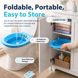 Pochik Electric Sitz Bath for Toilet Seat, Collapsible Portable Soaking Tub for Hemorrhoids and Postpartum Care, Automatic Flushing Sitz Bath Basin with Adjustable Flow - Indigo