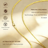 Porment 2.5mm Dainty Rope Necklaces for Women & Men Stackable 14K Gold Chain for Men Simple Trendy Womens Necklaces Waterproof Non-tarnish Gold Jewelry Unisex Gift Lifetime Quality