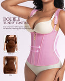 Waist Trainer for Women for Daily Wear, Faja Body Shaper Corset with Zipper and Adjustable Shoulder Straps, XL Pink