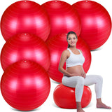 Hungdao 6 Pack 22 Inch Heavy Duty Exercise Balls Inflatable Pregnancy Yoga Pilates & Fitness Ball for Stretching Balance Therapy and Physical Fitness (Red)