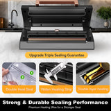 5.0 Precision Food Vacuum Sealer Machine, Commercial Full Automatic Vacuum Sealer Machine, Deluxe Powerful Vacuum Sealing System, Double Heat Seal, Built-in Cutter&Storage, 2 Bag Rolls&Hose,Sous Vide