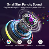 TECKNET Bluetooth Shower Speaker, IPX7 Waterproof Portable Wireless Speaker with RGB Light, BT 5.3, 10H Playtime, Built-in Mic, Suction Cup & TWS HD Stereo for Bath Beach Travel - Gift Ideas (Black)