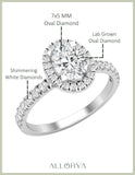 Dazzlingrock Collection IGI Certified 1.14 ctw Oval & Round Lab Grown White Diamond Solitaire Engagement Ring for Women in 925 Sterling Silver Size 5
