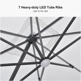 PURPLE LEAF Cantilever Patio Umbrella 10' x 10' with Solar LED Light, White
