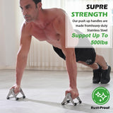 Push Up Stand, Pushup Handles for Strength Training, Heavy-duty Stainless Steel Push Up Bars Gym Exercise Equipment, Hold Up to 500lbs, 1 Pair Semperviren