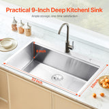 VEVOR Drop In Kitchen Sink 33 Inch Kitchen Sink Workstation, 304 Stainless Steel Top Mount Sinks, Drop-In Single Bowl with Ledge & Multiple Accessories Sink for RV, Prep Kitchen, Bar 33 x 22 x 9inch