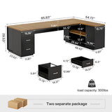 Tribesigns 85.8-Inch L-Shaped Executive Desk, Extra Large Modern Office Desk with File Drawers