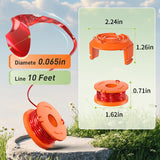 VOSOIR 10 Pack WA0010 Weed Eater String Compatible with Worx, 0.065 inch 10ft/Pack, Replacement Trimmer Line Spool, Compatible with Worx String Trimmers (8 Line spools+ 2 Caps)