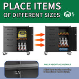 Metal Garage Storage Cabinets System, 5-Pcs Workshop Tool Cabinet Set,Black