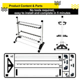 24 Slots to Hold Rods & Reel Combo, Lightweight Aluminum Vertical Fish Pole Garage Storage Ground Display Stand (Black) Jorazor