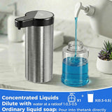 Automatic Liquid Soap Dispenser Touchless, Stainless Steel Hand Soap Dispenser, USB Rechargeable, 4 Adjustable Levels, 11.8oz/350ml for Kitchen and Bathroom (Stainless Steel Black, Liquid)
