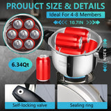 Premium 6.34 Quart Stainless Steel Pressure Cooker, Quality Crafted Kitchen Cookware, Professional Performance, Durable Design for Daily Family Cooking