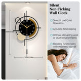 YIJIDECOR Wall Clock for Living Room Decor Decorative Wall Clock with Pendulum Silent Quartz Battery Operated Black Metal Large Clock for Dining Room,Kitchen,Home,Bathroom,Bedroom,13.8x21.3 in
