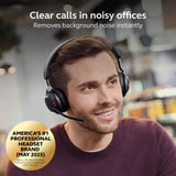 Jabra Evolve2 65 Bluetooth Wireless Headset with Mic for Calls and Music, Dual-Ear Headphones with USB-A Adapter and Charging Stand, Up to 37 Hours Battery, Works with Microsoft Teams, Black