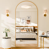 NBGV 76"x34" Floor Mirror Full Length, Arched Full Length Mirror with Stand, Large Full Body Mirrors for Bedroom Living Room or Cloakroom Gold
