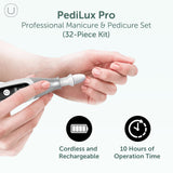 PediLux Pro Professional Manicure Pedicure Kit, Cordless Electric Nail File Drill Set, Thick Toenail Grinder, Toe Nail Dremel Tools, Filer, Buffer, Sander, Remove Cuticles, Callus for Men & Women