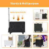 Foldable Shopping Cart with Wheels, Collapsible Rolling Crate for Groceries, Folding Storage Box with Handle,