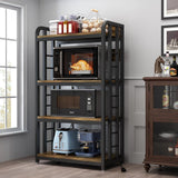 SIREDEEP Bakers Rack with Power Outlet ，4-Tier Kitchen Baker's Rack,Microwave Stand with Storage Suitable for Kitchen, Living Room, Dinning Room，Coffee Bar(Rustic Brown)