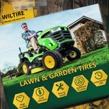 Wiltire 16x6.50-8 Tire and Wheel Assembly (2 Pack), Pre-Installed 3/4" Bushing, 3" Offset Hub, Flat Free Solid Rubber Tire, For Compatible 3/4" Axle Lawn & Garden Equipment (Yellow)