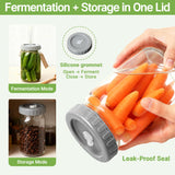 4-Pack Mason Jar Fermentation Kit(Jars Included) Four 32oz Fermentation Jars with Plastic Fermenting Lids, Airlocks, Silicone Rings & Grommets, and Glass Weights for Easy Fermenting & Storage