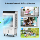 ROVSUN 7.9Gal Portable Swamp Cooler, 2300CFM Evaporative Air Cooler with Auto Oscillating, Remote, 3 Speeds, 12H Timer & 4 Ice Packs, 3-IN-1 Humidifying Cooling Fan Indooor Outdoor Patio Garage