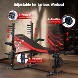 6-in-1 Foldable Weight Bench Set, 1695LBS Adjustable Workout Bench/Barbell Rack/Curl Pad, Bench Press, Leg Extension and Curl machine